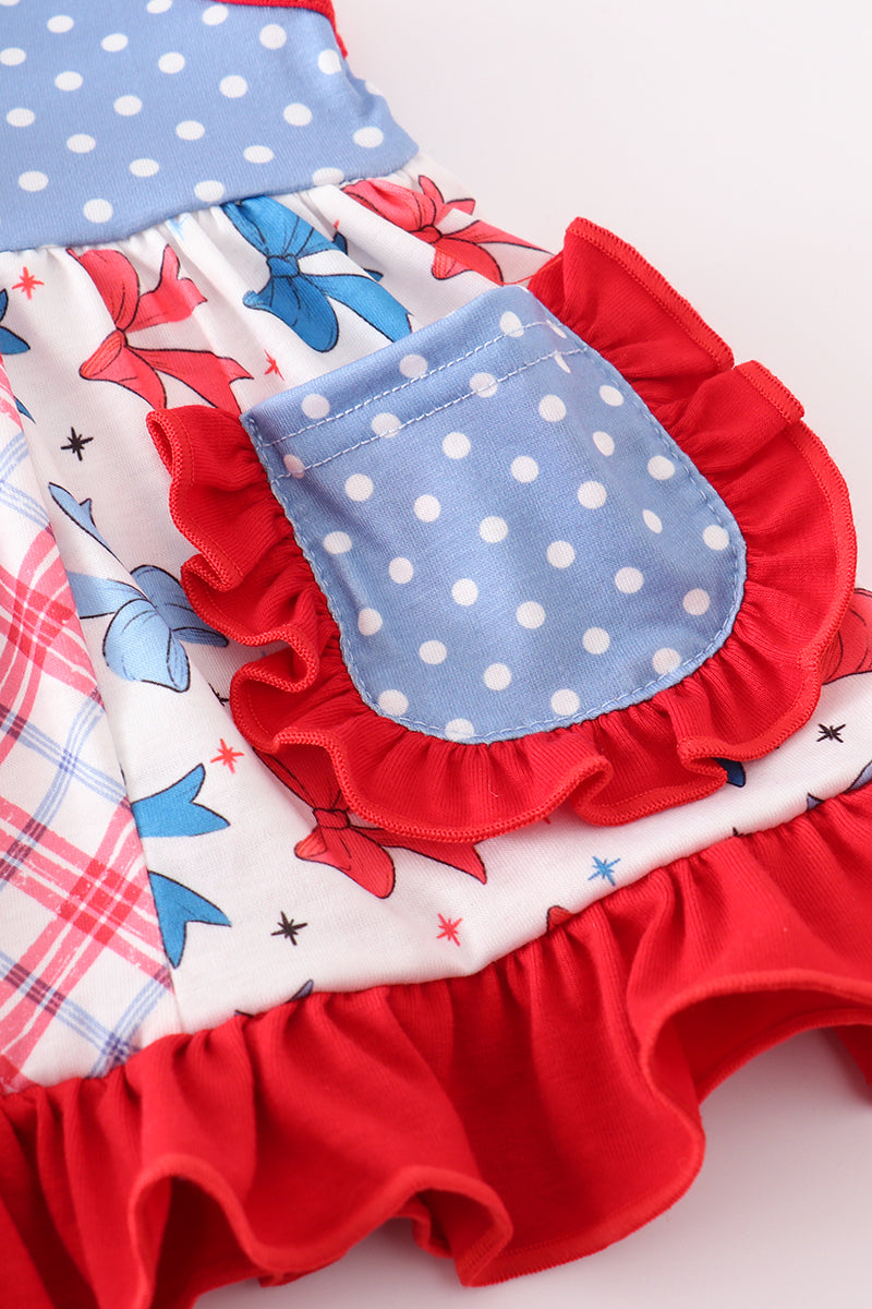 Red, White, and Blue Bow Ruffle Bloomer Set β Baby Girl