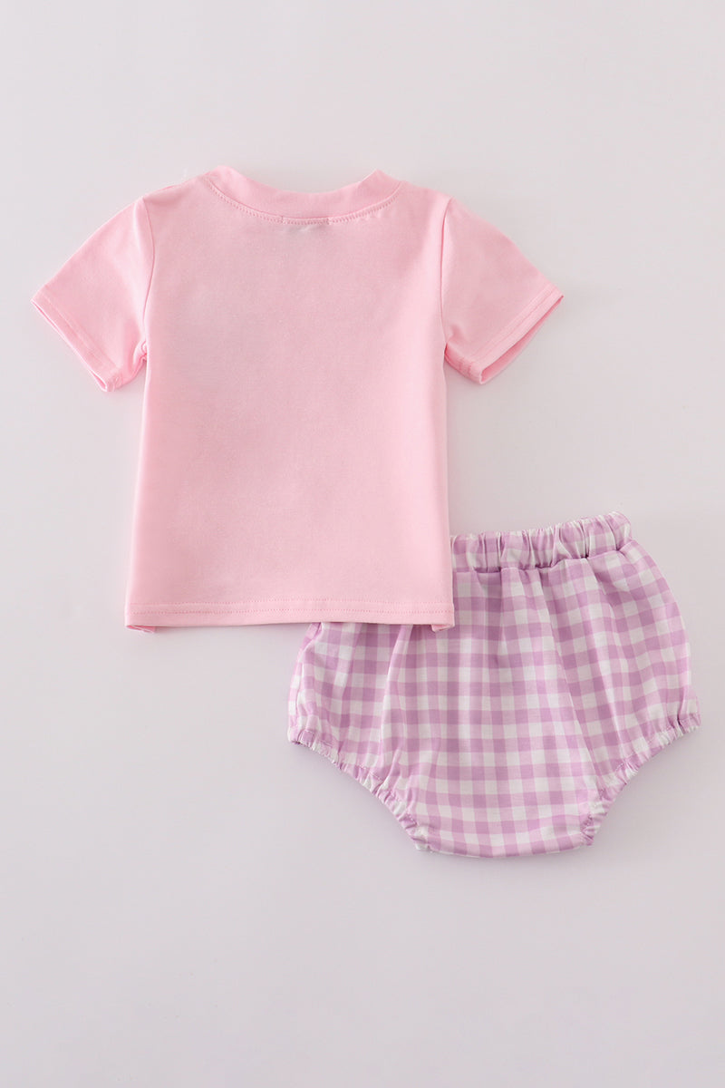 Purple Smile Gingham Bloomer Set β Baby Girl
