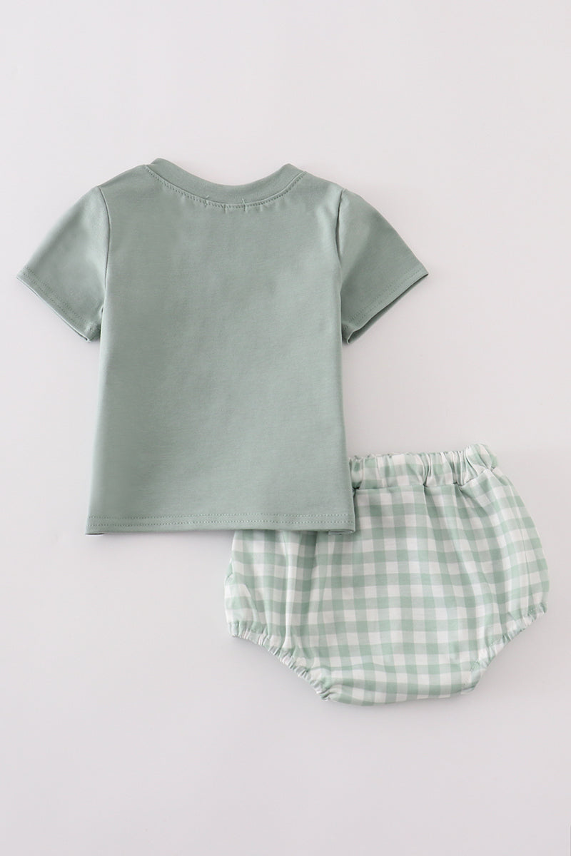 Green Smile Gingham Bloomer Set β Baby