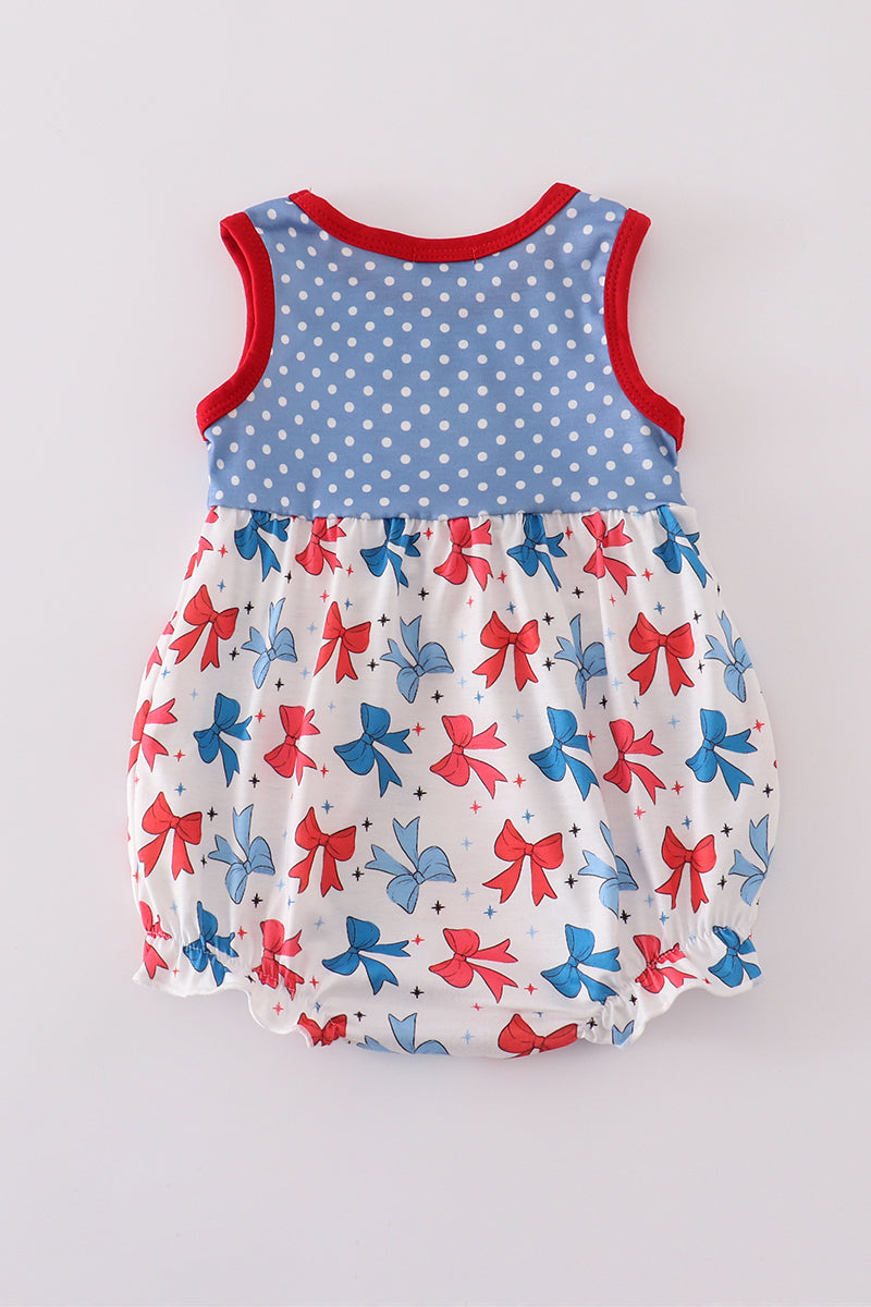 Red, White, and  Blue Bow Ruffle Bubble – Baby Girl