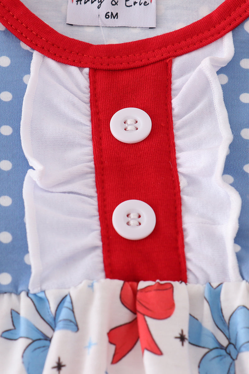 Red, White, and  Blue Bow Ruffle Bubble – Baby Girl