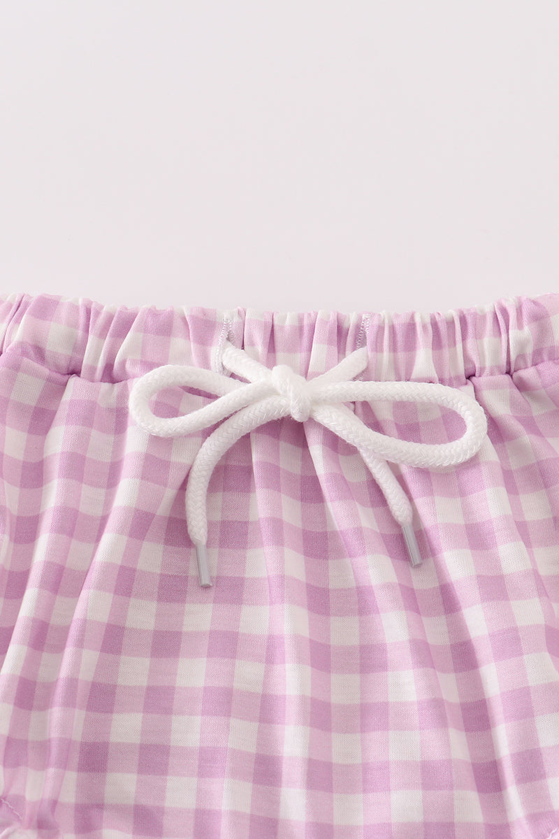 Purple Smile Gingham Bloomer Set – Baby Girl