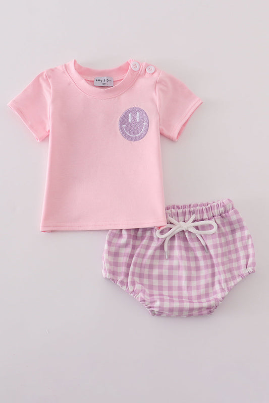 Purple Smile Gingham Bloomer Set – Baby Girl